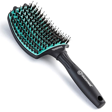 Goomee Miracle Detangling Brush Nylon Boar Bristles Green with Goomee Hair Ties